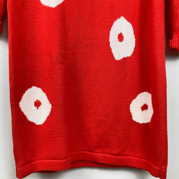 Vintage Outlander Womens S Red & White Floral Dot Sweater Dress FLAW Mod Holiday - Picture 6 of 12
